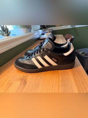 Adidas Samba Black with White Stripes Men's Leather Sneakers